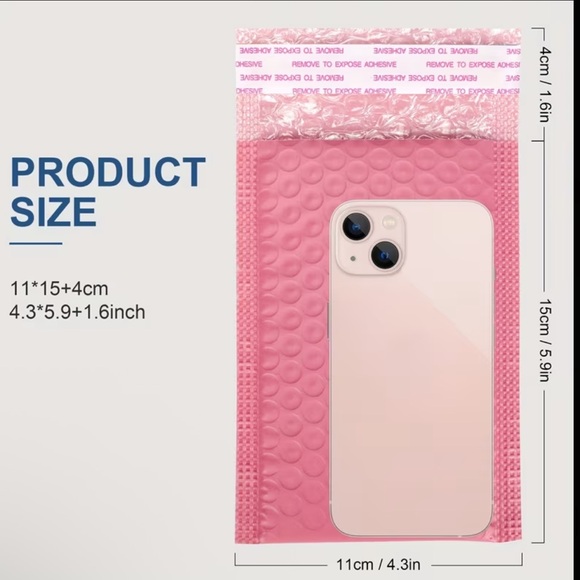 Pink Bubble Mailers 4.25 x 6 folded Set of 10 - Picture 6 of 7